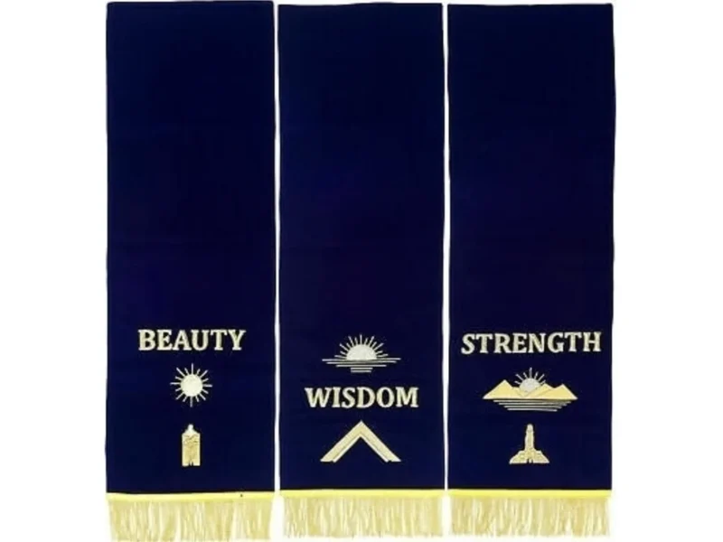 MASONIC BLUE LODGE Pedestal Covers- Set Of 3 Hand Embroidered